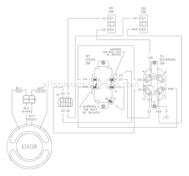 Page E Diagram and Parts List for 030217-0  Briggs and Stratton Generator
